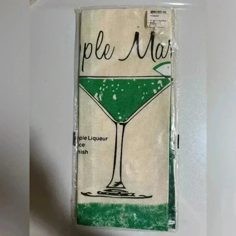 Apple Martini Drink Recipe Kitchen Bar Tea Towel Green Canvas Cloth *NEW*